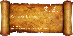 Karaba Lajos névjegykártya