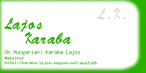 lajos karaba business card